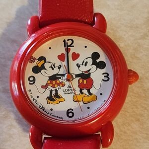 Lorus Red Mickey and Minnie Mouse Watch